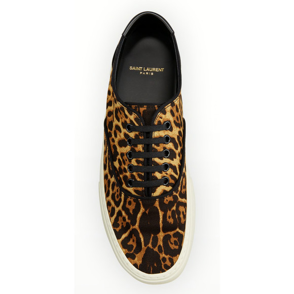 Saint Laurent Mens Venice Leopard Black Brown Flat Lace Up Low Top Sneaker 44 11 - Picture 6 of 10